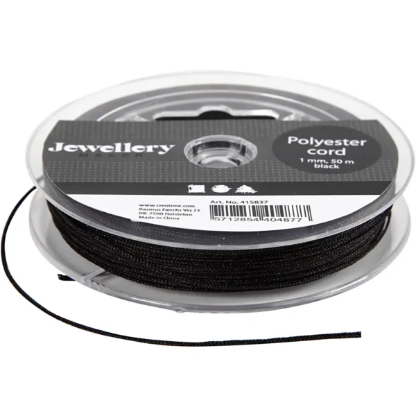 Polyesterinyöri 1mm 50m musta