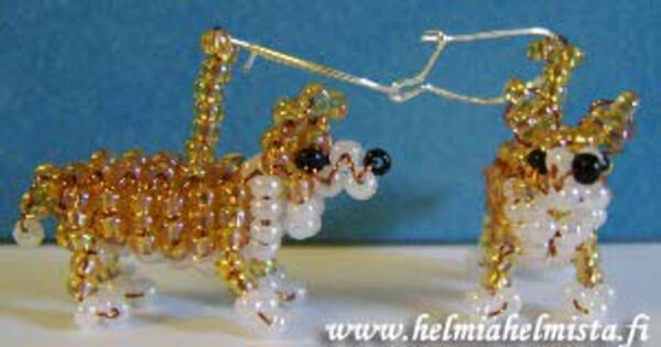 Finished Beadwork Earrings Welsh Corgi