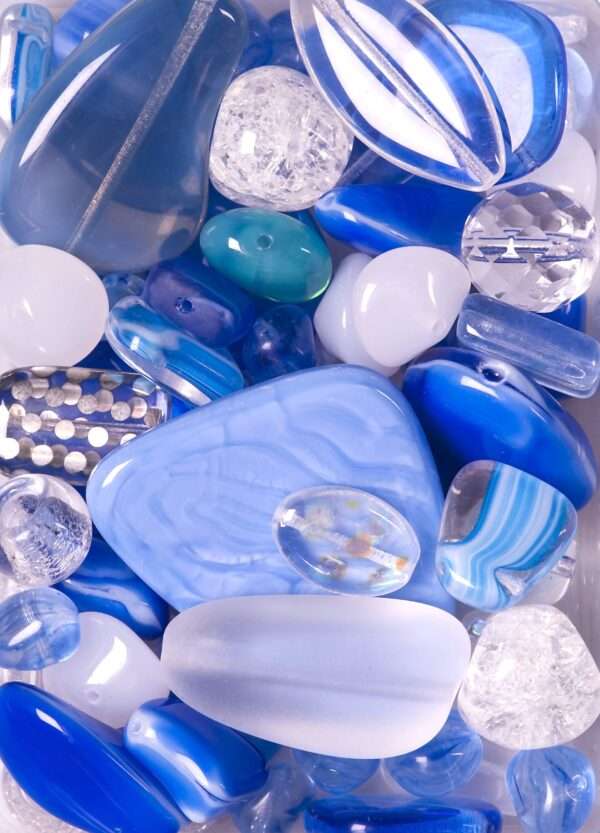 Glass Bead Mix Blue-Crystal 50g