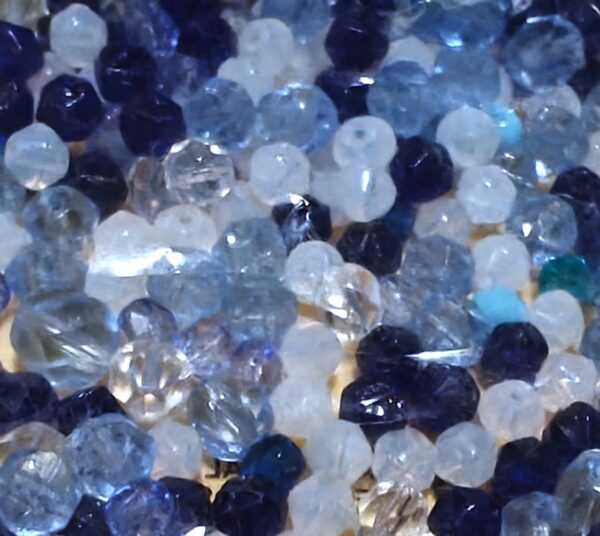 Glass Bead Faceted Mix Blue-Crystal 50g