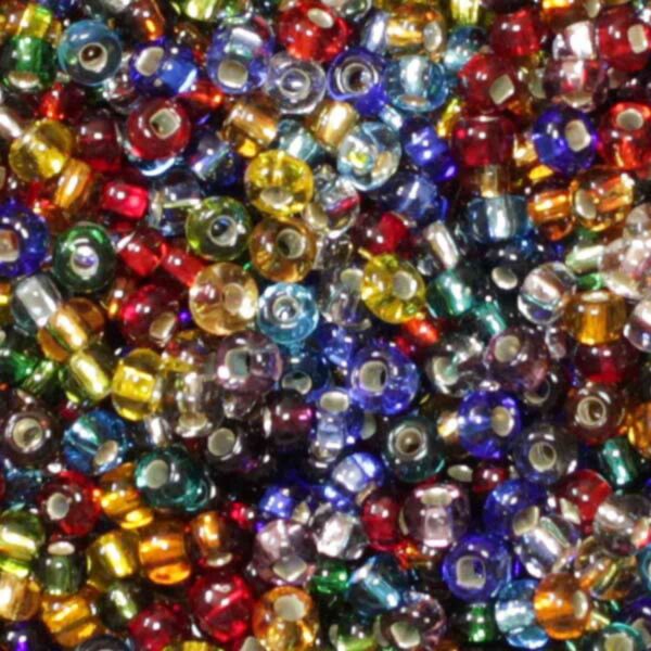 Seed Bead 10/o Mix silver lined inside 50g