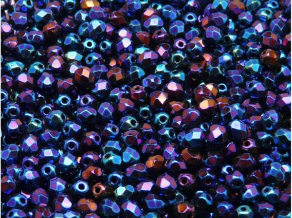 Glass Bead Faceted 6mm Jet Blue Iris 30pcs