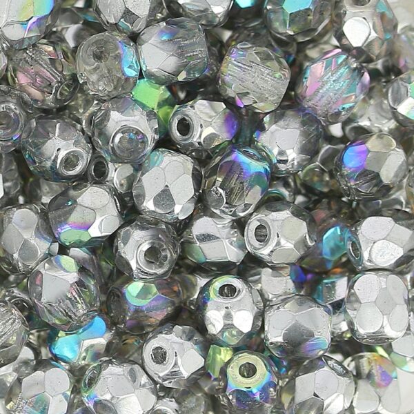 Glass Bead Faceted 8mm Silver AB 10pcs