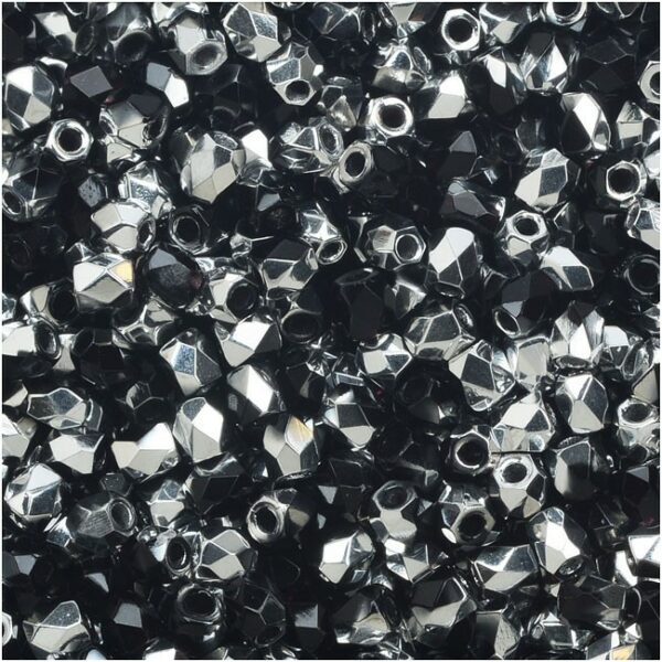 Glass Bead Faceted 4mm Black Labrador 40pcs