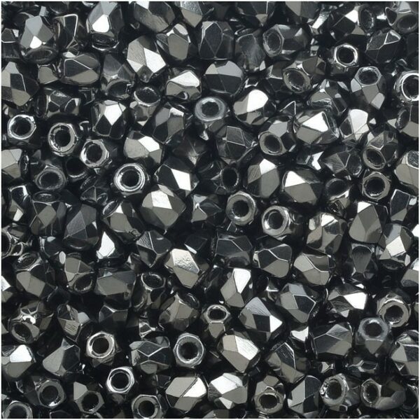 Glass Bead Faceted 8mm Black Chrome 10pcs