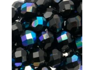 Glass Bead Faceted 6mm Jet Black AB 30pcs