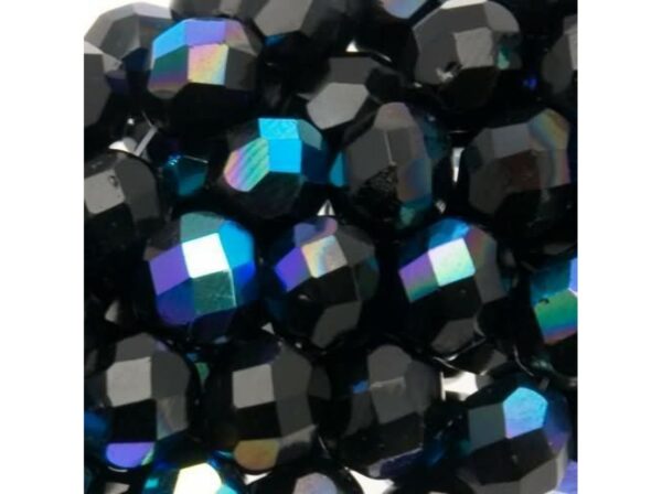 Glass Bead Faceted 6mm Jet Black AB 30pcs