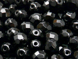 Glass Bead Faceted 8mm Jet 20pcs