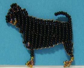 Finished Beadwork Dog Pin large Petit Brabancon
