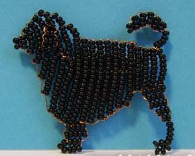 Finished Beadwork Dog Pin large Portuguese Water Dog
