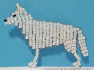 Finished Beadwork Dog Pin large White Shepherd Dog