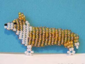 Finished Beadwork Dog Pin large Welsh Corgi Pembroke
