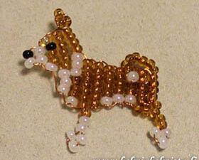 Finished Beadwork Dog Pin small Norwegian Lundehund