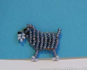 Finished Beadwork Dog Pin small Schnauzer salt-and-pepper