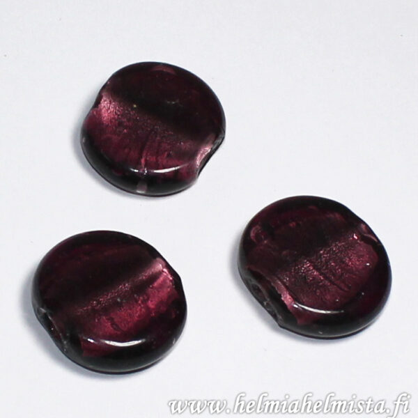 Lampwork Bead Coin flat ca.30mm Amethyst 1pc