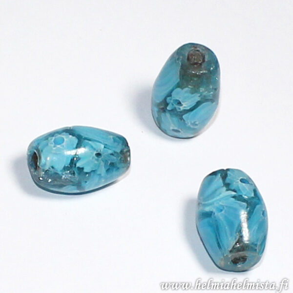 Lampwork Bead Oval ca.24x17mm Light Blue 1pc