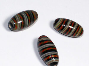 Lampwork Bead Oval ca.30x15mm Dark striped 1pc