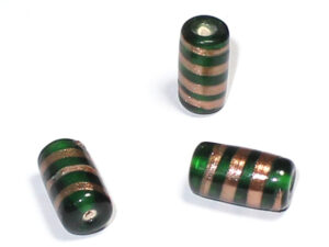 Lampwork Bead Tube ca.20x11mm Green gold-striped 1pc