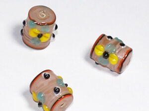 Lampwork Bead Tube embossed ca.16x13mm Champagne 1pc