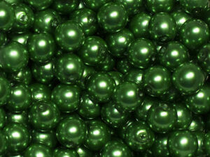 Glass Bead Round 8mm Green pearl 20pcs