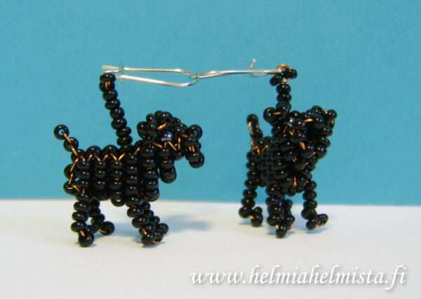 Finished Beadwork Earrings Schnauzer black